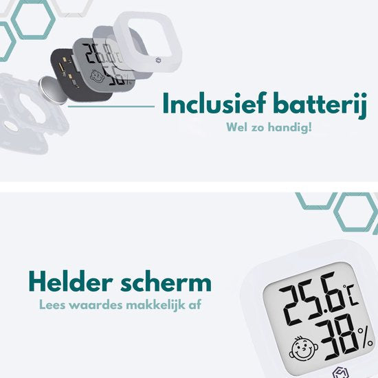 Ease Electronicz Hygromètre - Station météo - Humidimètre - Thermomètre pour l'intérieur - Pile et bande adhésive incluses