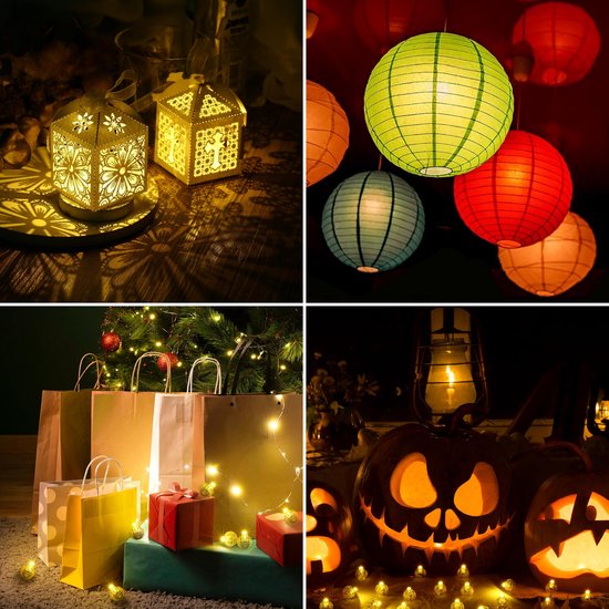 Partizzle 50x Mini Lumières LED - Petites Lumières de Fête pour Ballons - Lumières de Fête avec Eclairage d'Ambiance - Anniversaire, Mariage, Halloween, Noël et Festival - Décoration Lampe pour Ballons - Lumière Blanc Chaud