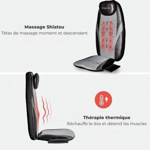 Coussin de massage Shiatsu - Auronic - Fauteuil de massage - Dos - Infrarouge - Noir