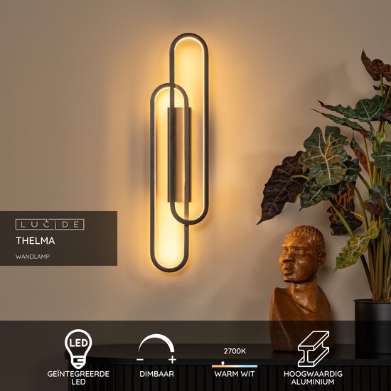 Lucide THELMA - Applique murale - LED à intensité variable - 1x35 W 2700 K - Noir