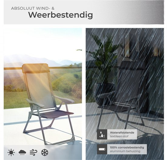 tectake®- Lot de 4 chaises de jardin avec dossier haut - Aluminium - Chaise pliante réglable en 5 sens avec accoudoirs - Fauteuil avec fonction inclinable - Mobilier de jardin pour la terrasse et le camping - Anthracite