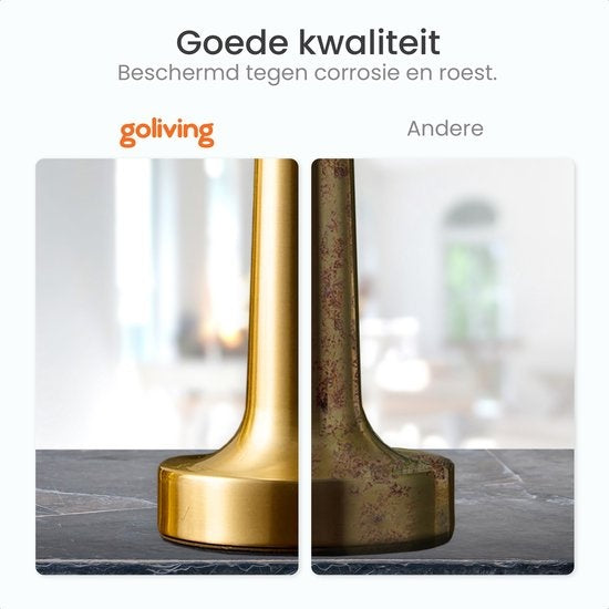 Goliving Lampe à poser Rechargeable - Sans fil et dimmable - Lampe tactile moderne - Lampe de nuit pour chambre à coucher - 21 cm - Or