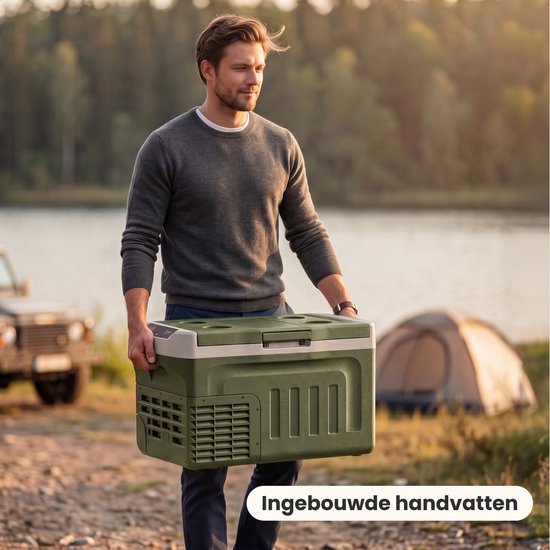 Auronic Electric Cool Box - Compresseur - 21L - 12V et 240 volts - Réfrigérateur de camping - Frigobox Car - Vert