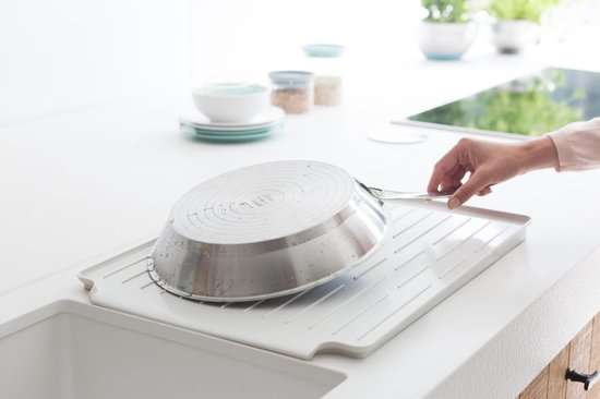 Égouttoir SinkSide de Brabantia - avec bac de récupération et porte-couverts - Gris clair