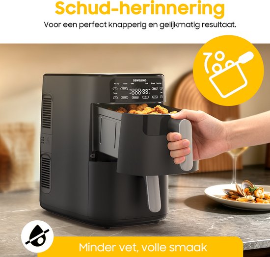 Friteuse à air chaud à double tiroir - 2 700 W : friture sans graisse et puissante - Friteuse à air chaud de 10 L avec double tiroir et structure verticale permettant de gagner 50 % d'espace - 6 programmes - Grande capacité pour un usage domestique - Livr
