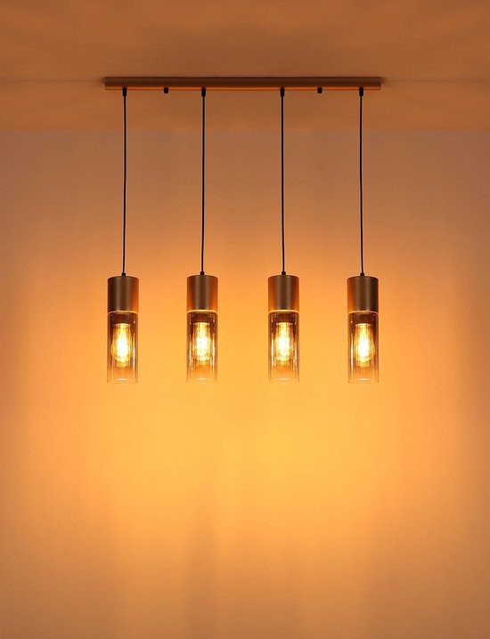 Globo - suspension - ANNIKA - marron - verre - grande lampe de table à manger - E27 - 21000-4HCA