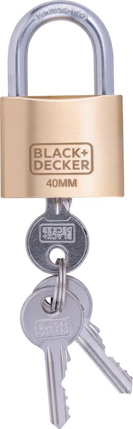 Cadenas avec clé - BLACK+DECKER - 40mm - 3 clés incluses - Serrure en laiton massif