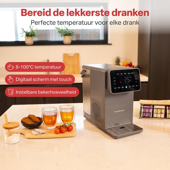 AoraKitchen Distributeur d'eau chaude - 4.5L - Robinet d'eau chaude - Touch - Distributeur d'eau - Bouilloire instantanée