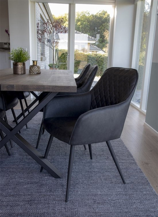 House Nordic Harbo Dining Chair Vegan Leather Dark Grey - Set of 2