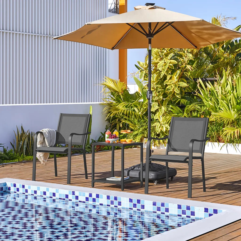 Yaheetech - Lot de 2 chaises de jardin empilables 56,5 x 67 x 86,5 cm - Gris - Chaises de salle à manger résistantes aux intempéries, supportant jusqu'à 136 kg
