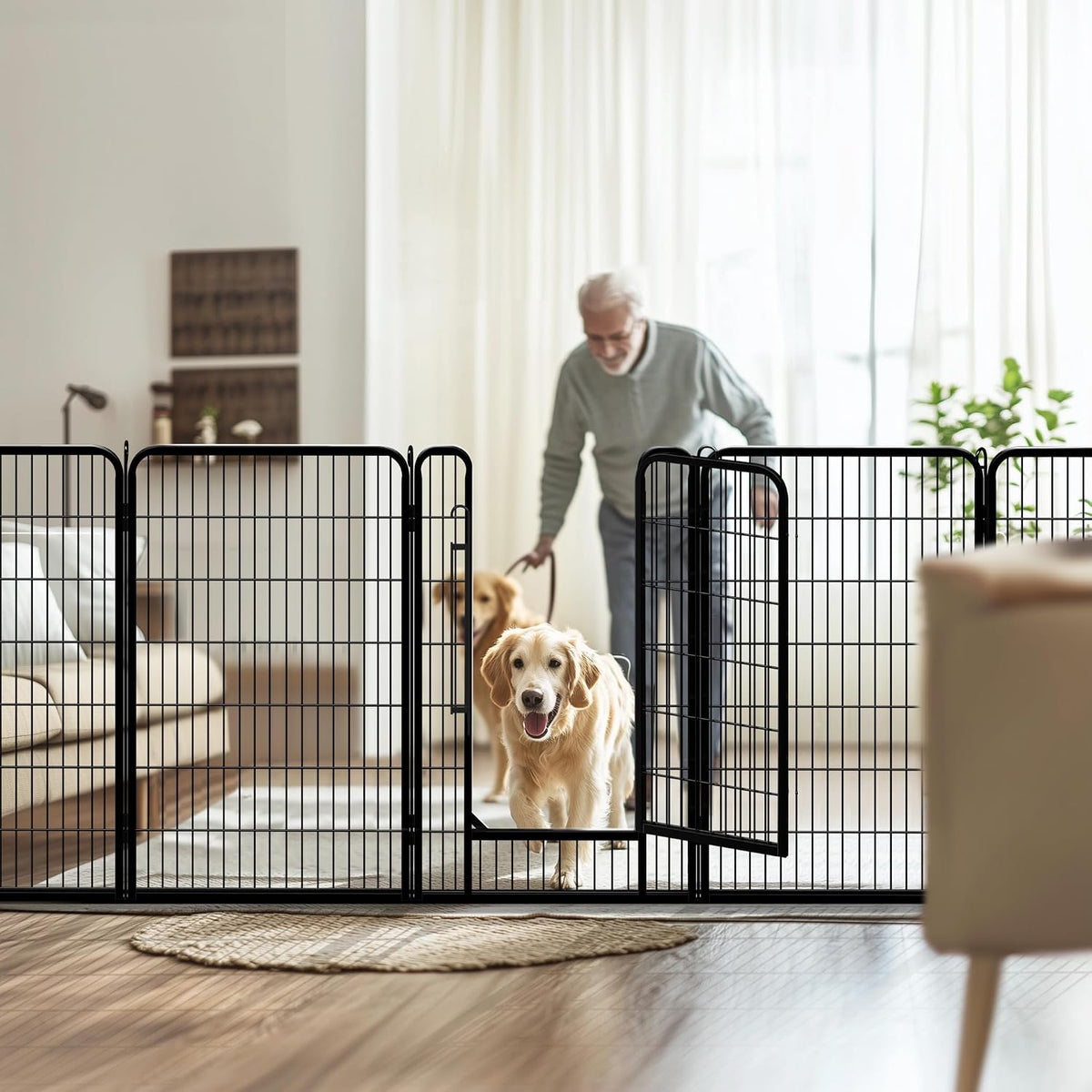 Enclos pour chiens Yaheetech avec porte - 8 panneaux - 71 x 120 cm par panneau - Noir