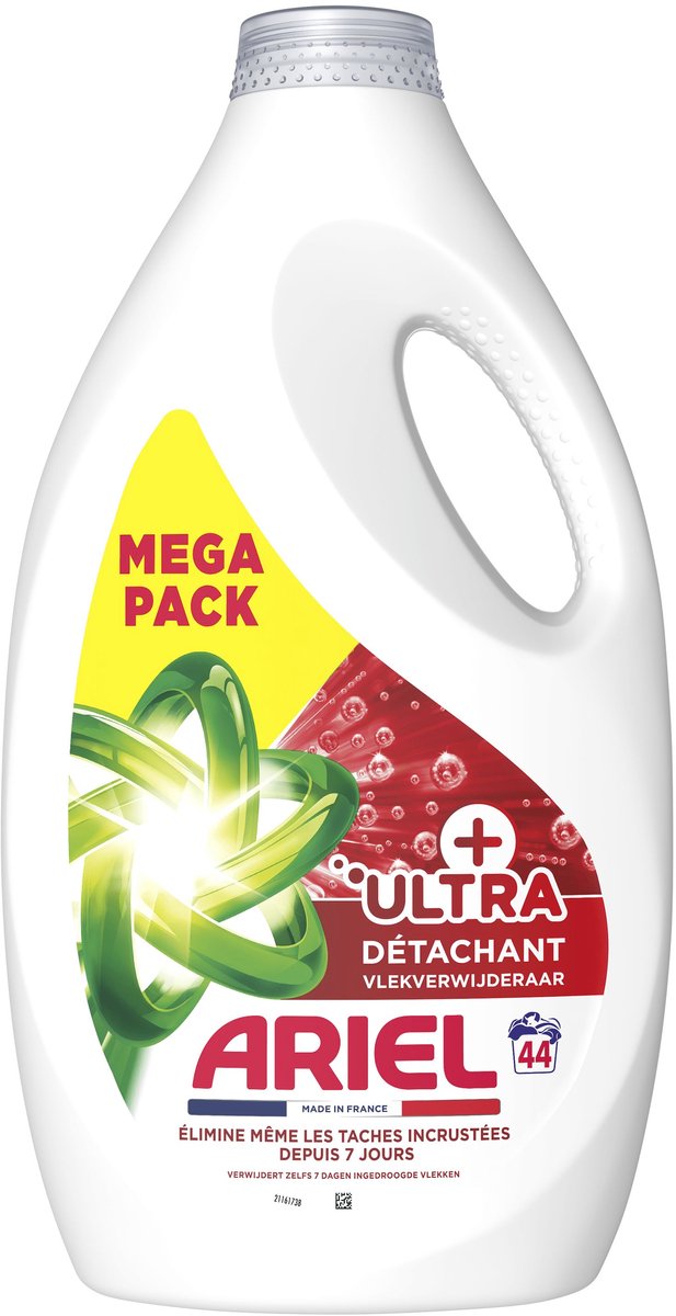 Détergent liquide Ariel + Détachant Ultra - 4 x 44 lavages