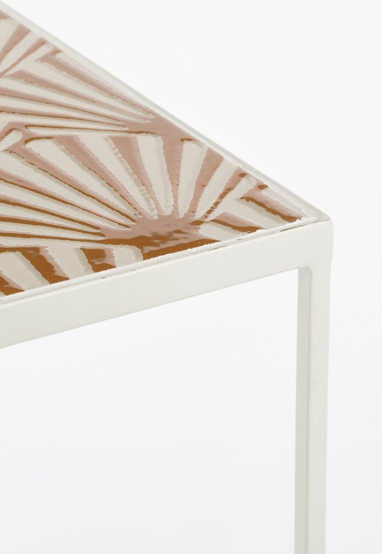 Mica Decorations Table d'appoint d'extérieur Odile - Lot de 3 - L28 x L28 x H67 cm - Métal - Marron, Blanc