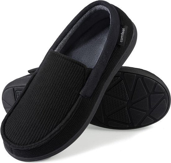 Chaussons Hommes - Chaussons - Mocassins - Noirs - Antidérapants - Taille 42/43 - Comfeet