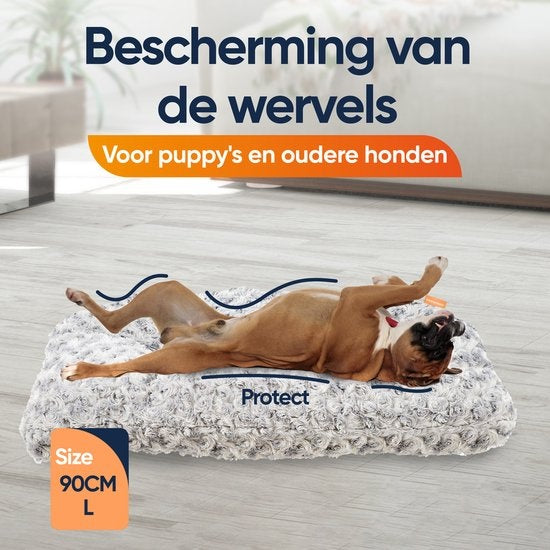 Happysnuts Dog Cushion 90 x 60cm - Lit pour chien - Donut Dog Bed - Fluffy - Grey - Washable