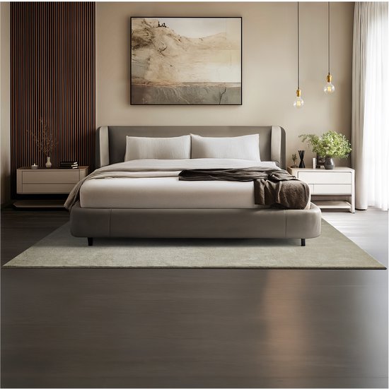 tectake® Tapis à poils courts - 160 x 230 cm - Sable - Tapis pour le salon, la chambre à coucher, la salle à manger - Facile d'entretien et lavable - Sous-couche antidérapante - Antiallergique - Diverses tailles et couleurs
