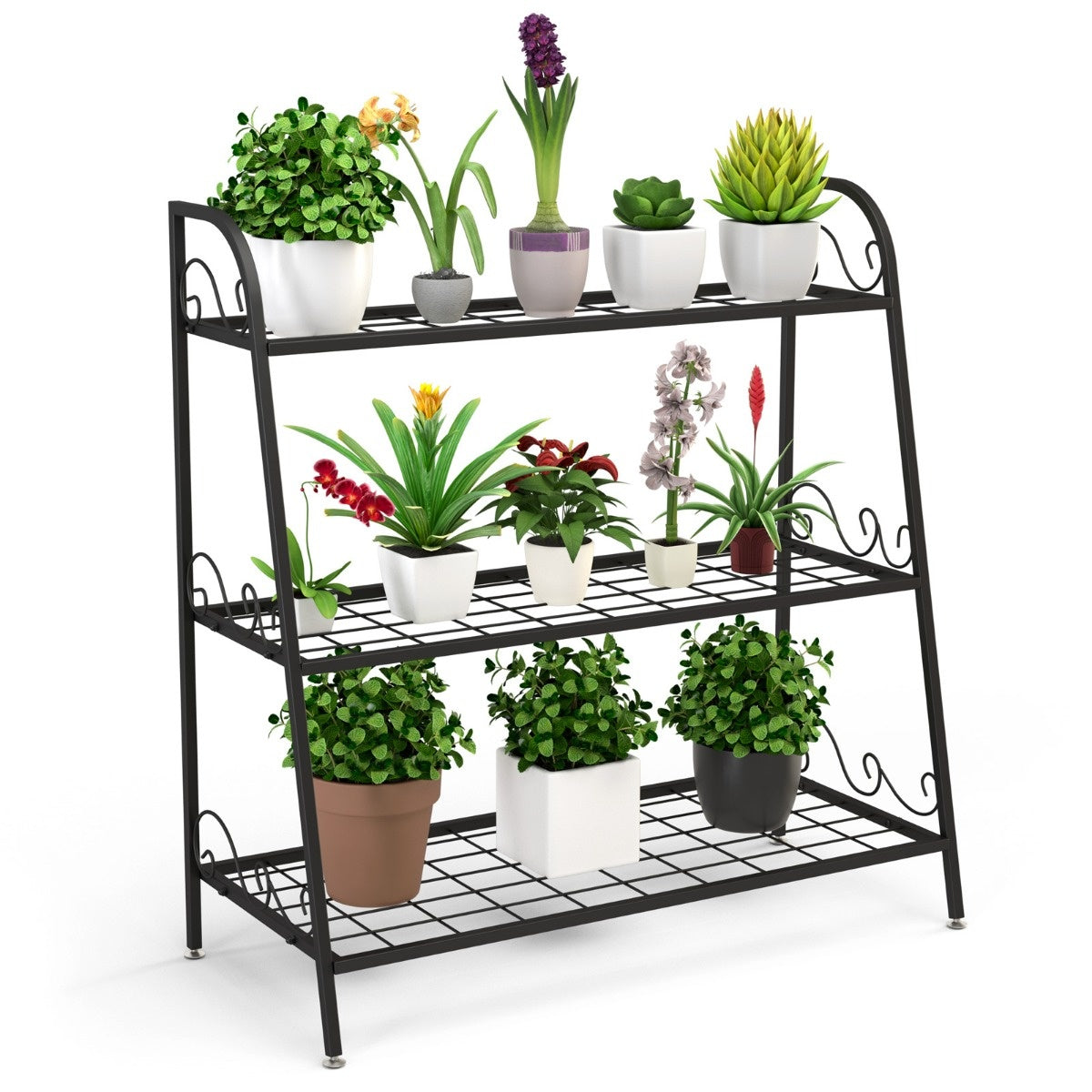 Coast Plant Shelf Support de plantes en métal à 3 étages 81 x 35 x 82 cm noir