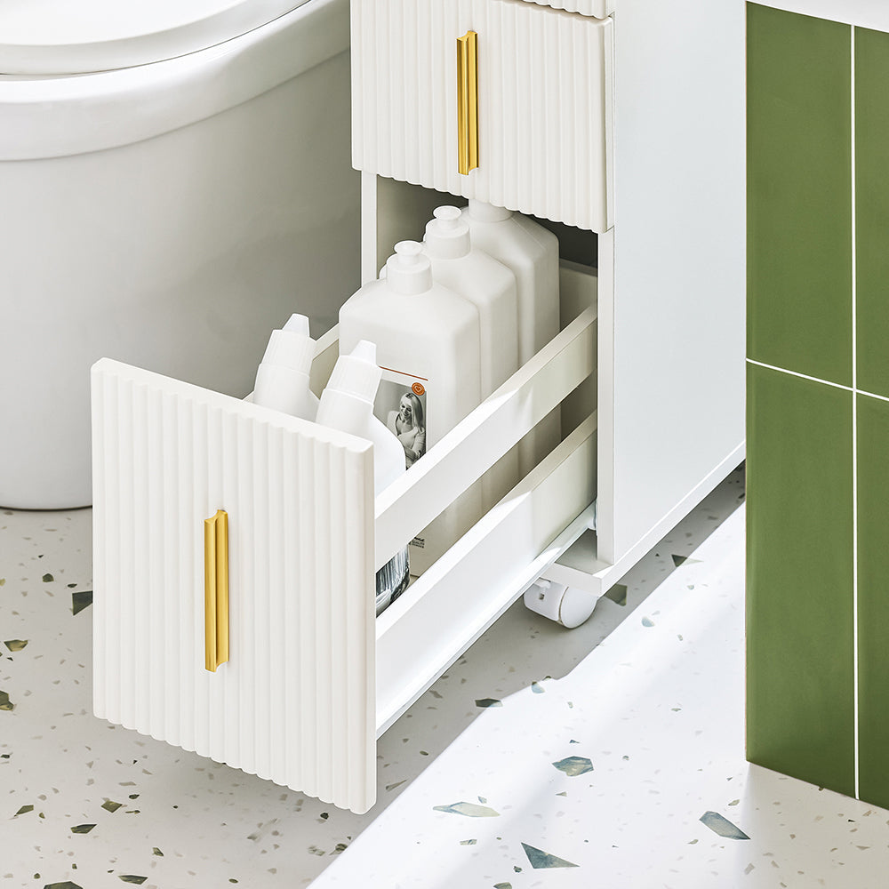 SoBuy Cabinet de toilette - avec tiroirs et roulettes - max 19 kg - 60 x 20 x 70 cm - blanc