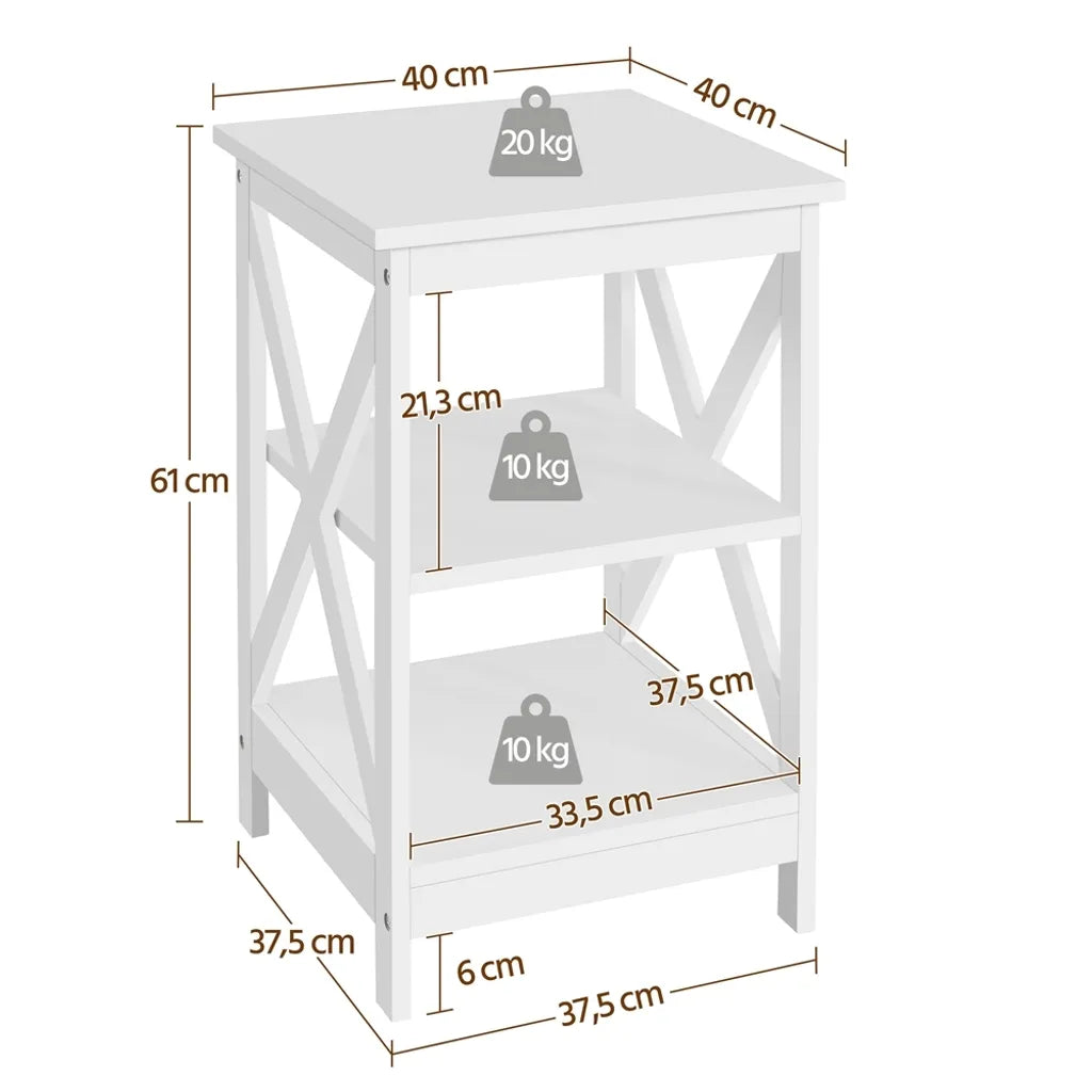 Table de chevet Yaheetech avec tablette ouverte, 40 x 40 x 61 cm, blanc