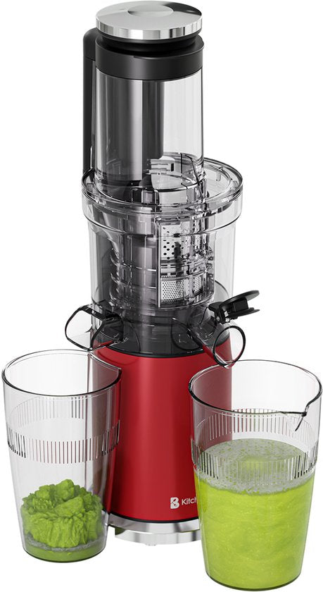 KitchenBrothers Slowjuicer - Vertical - Presse-agrumes - Presse-légumes et fruits - 80 mm - 750 ml - Rouge