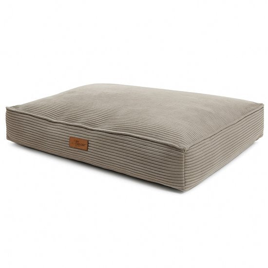 By Cee Cee Coussin orthopédique pour chien - Panier orthopédique pour chien - Coussin pour chien XXL - Rembourrage en flocons de mousse - Tissu côtelé Mocha Taupe - 120x80x18cm - Arlo