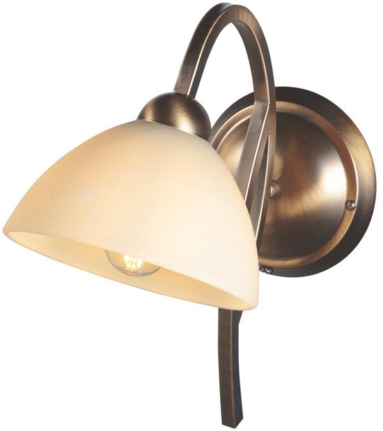 Anthea 4328BR – Applique murale classique avec structure couleur bronze et abat-jour en verre aspect marbre de 17 cm, douille E27, Steinhauer