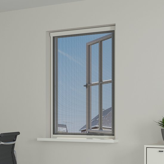 Moustiquaire enroulable Livn Plus 65 x 155 cm, blanche - Système d'enroulement automatique avec amortisseur - La toile s'enroule dans un caisson - Montage à l'intérieur ou à l'extérieur