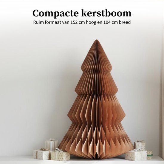 Mica Decorations Sapin de Noël en papier - Sapin de Noël artificiel pliable - H 152 x Ø 104 cm - Décoration de Noël - FSC Mix - Marron