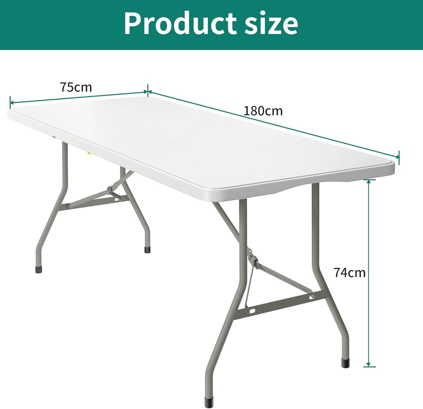 YITAHOME Table de camping pliable de 1,8 m - Table de pique-nique portable et transportable pour l'extérieur