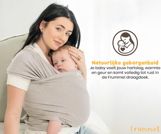 Frummel Baby Sling Beige - Écharpe de portage - Porte-bébé - Écharpe tissée - Bébé 0-36 mois - Nouveau-né
