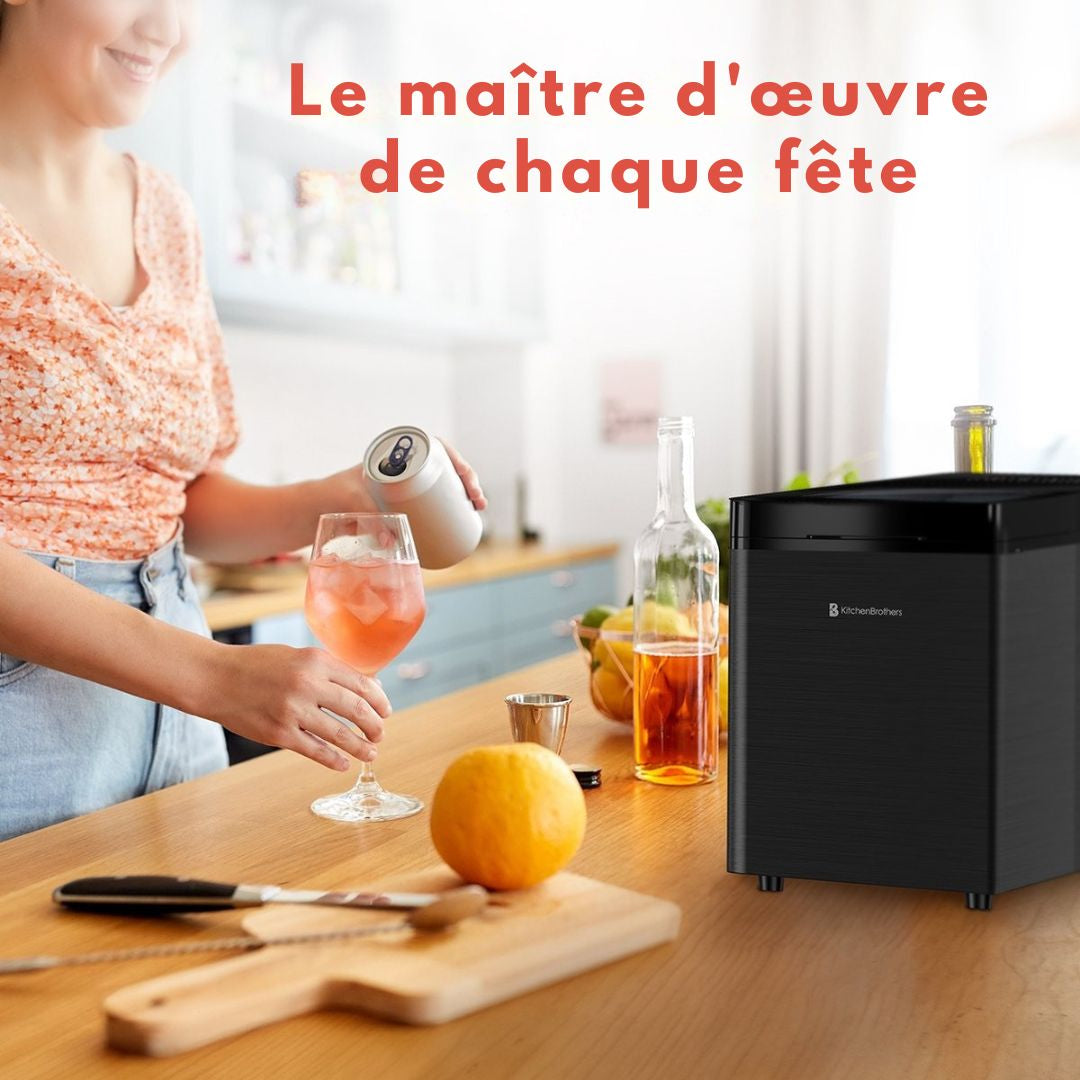 Machine à glaçons KitchenBrothers- 2.1L - Fonction nettoyage à sec - 15kg/24h - Noir