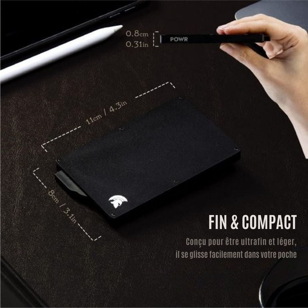 Portefeuille RFID Powr - Portefeuille intelligent - Portefeuille fin - Porte-cartes - Porte-cartes avec pince à billets - Antivol - Bloqueur NFC - Titane