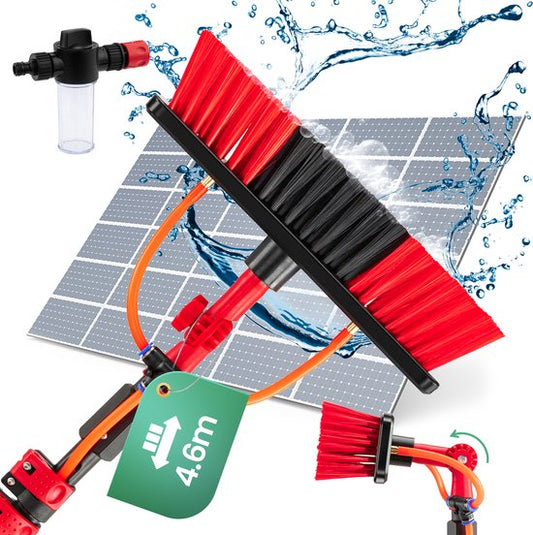 Brosse de Lavage Télescopique - Hortensus - 4,6 m – Balai de Jardin avec Adaptateur d’Angle – 29 x 7 x 10 cm - Rouge