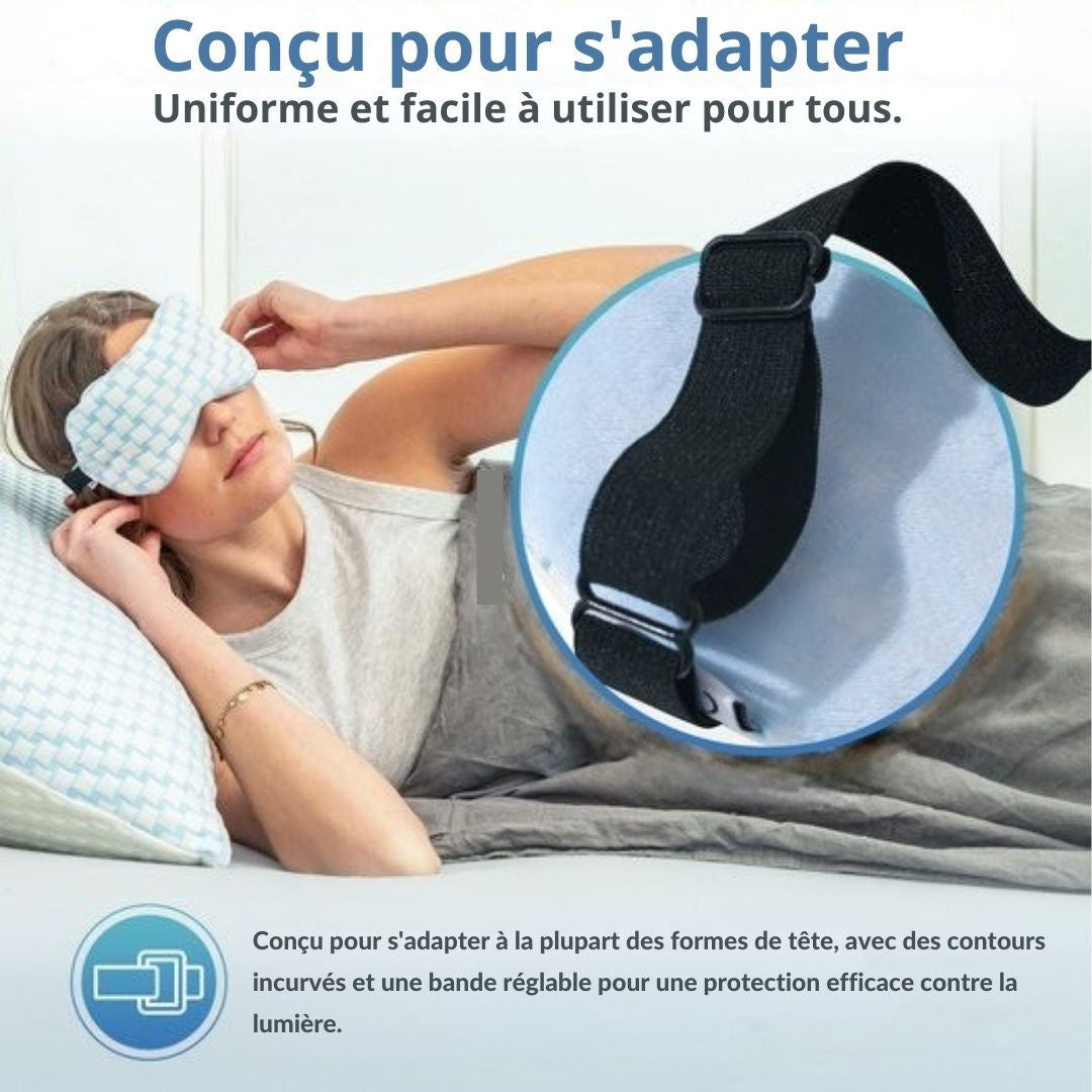 Masque de sommeil femmes & hommes EL-Life - Masque pour les yeux avec dentelle en tissu de velours - Ajustable - Bleu et blanc