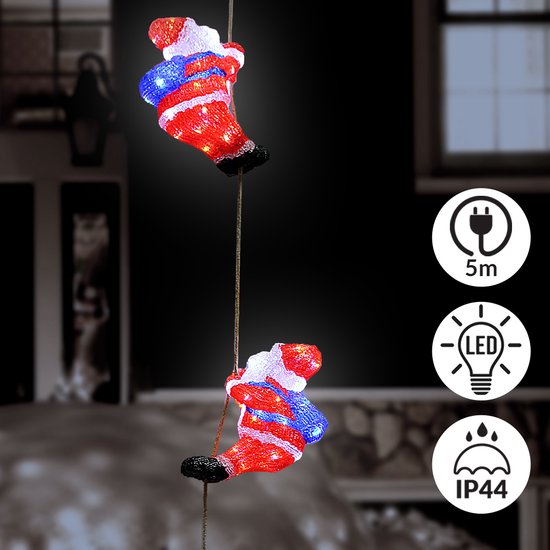 3x Deuba Figurine de Noël Père Noël - LED Acrylique 30cm -Lumière blanche