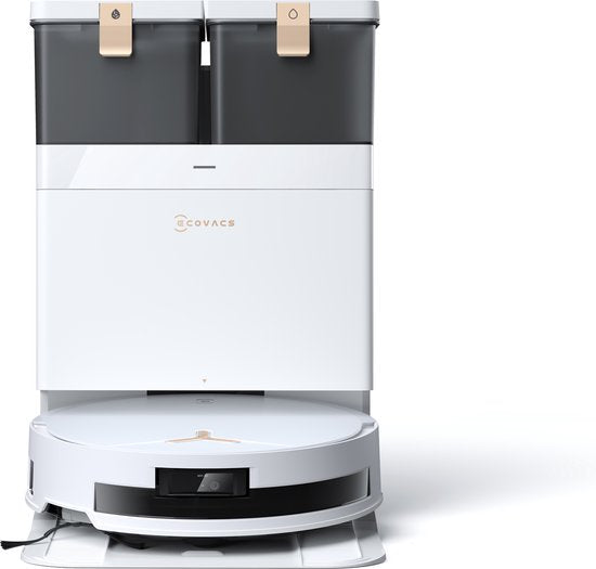 ECOVACS - DEEBOT T50 Max Pro Omni Gen 2 - Robot aspirateur et laveur de sol - Puissance d'aspiration de 18 500 Pa - Robot aspirateur autonettoyant avec système de lavage à l'eau chaude - Station de vidage automatique - Adapté aux poils d'animaux
