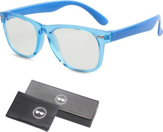 LC Eyewear Lunettes d'ordinateur pour enfants - Lunettes à lumière bleue - Lunettes d'affichage - Unisexe - Bleu transparent