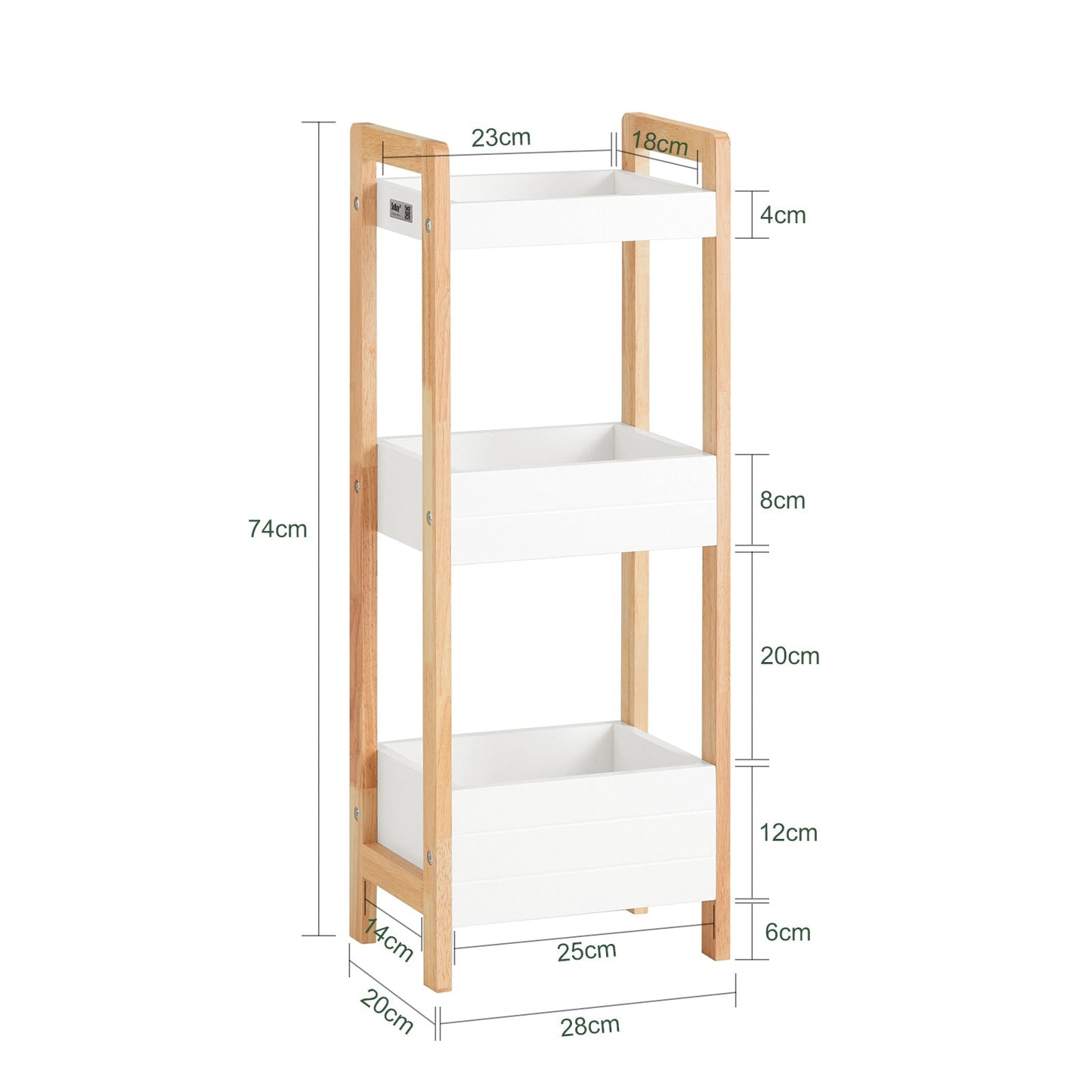 SoBuy Armoire de toilette 3 compartiments - 28x74x20 cm - Bois/Blanc