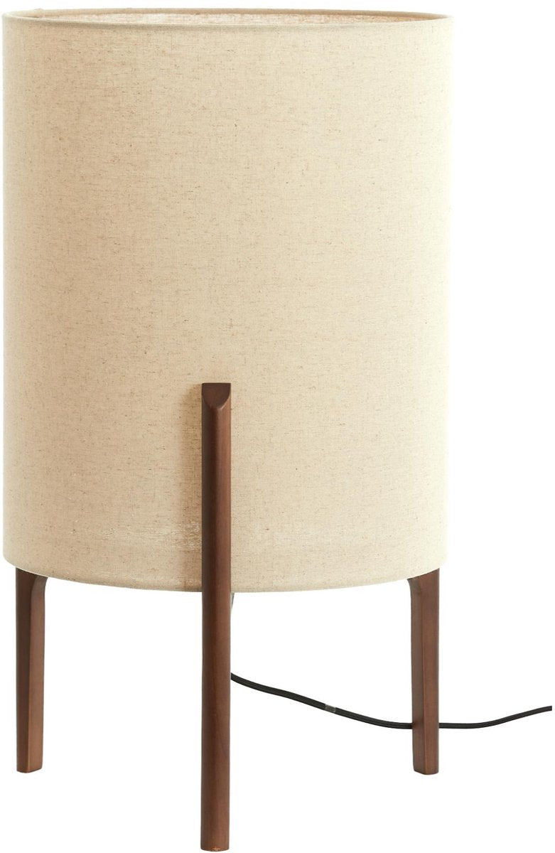 Light & Living Lampe de table Litto - Bois brun foncé - Abat-jour tissu crème Ø35cm