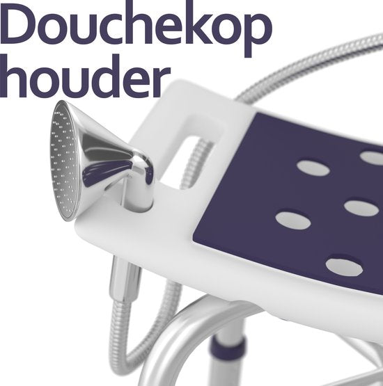 Sanicraft® Tabouret de douche - Tabouret de douche réglable avec siège - poignées, support de pommeau de douche et pieds antidérapants - inoxydable - capacité de charge de 120 kg