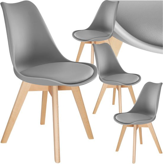 tectake® Chaise de salle à manger Frederikke - Lot de 4 chaises de salle à manger avec assise rembourrée en tissu - Pieds en bois massif - Chaises ergonomiques adaptées au salon, à la salle à manger, à la chambre et à la cuisine - Capacité de charge : 120