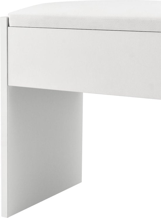 Tabouret de coiffeuse en bois / Tabouret Melly - Blanc - 40 x 30 x 43 cm