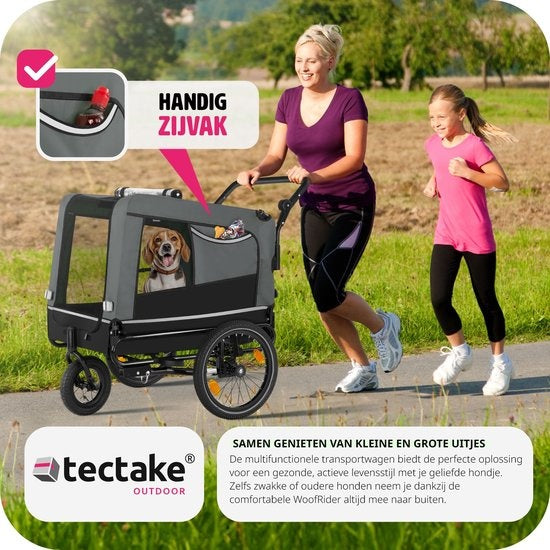 tectake® - Remorque vélo WoofRider pour chien - gris - pliable, jusqu'à 40 kg - buggy pour chien - 404947