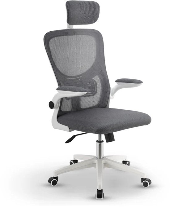 Juskys Chaise de bureau ergonomique - Baltimore - Blanc / Gris