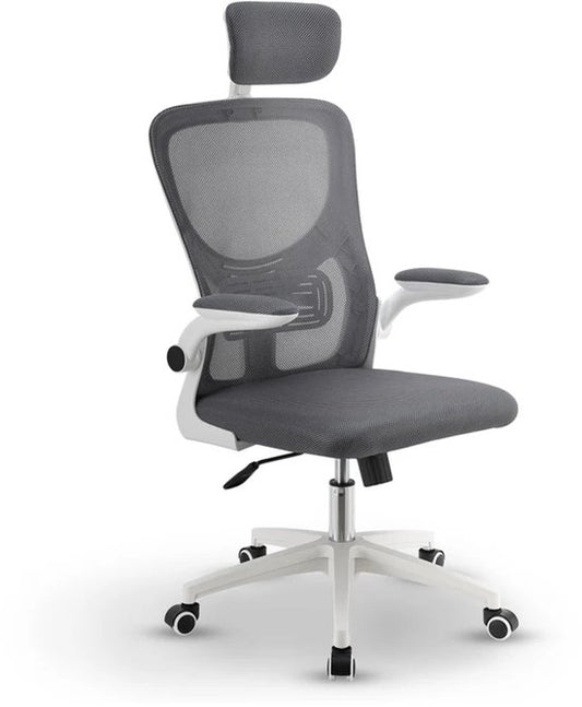 Juskys Chaise de bureau ergonomique - Baltimore - Blanc / Gris