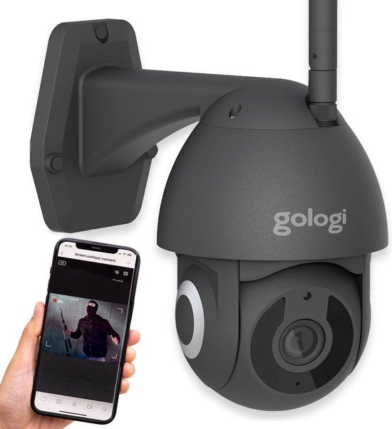 Gologi - Caméra extérieure supérieure avec vision nocturne - Caméra de sécurité - 3MP - Avec Wifi et App - Noir