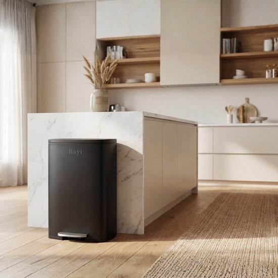 Bayt Trash can - Pedal bin 50 Liter - Trash can 50 Liter - Garbage can 50 Liter - Trash Separation - Waste bin - Stainless steel - Black