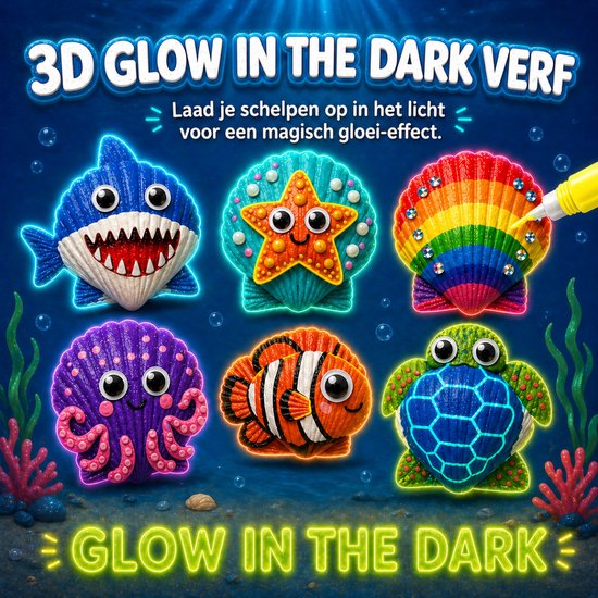 Vaive Peinture sur coquillages, 75 pièces – Kit de loisirs créatifs « Happy Stones » phosphorescents – Loisirs créatifs - Kit de loisirs créatifs pour filles et garçons - Kits de loisirs créatifs