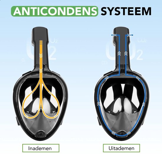 Travelhawk Snorkel Mask - Adults L/XL - Snorkel Set Black - Full Face Diving Mask - Goggles with Snorkel - Snorkelling and Diving