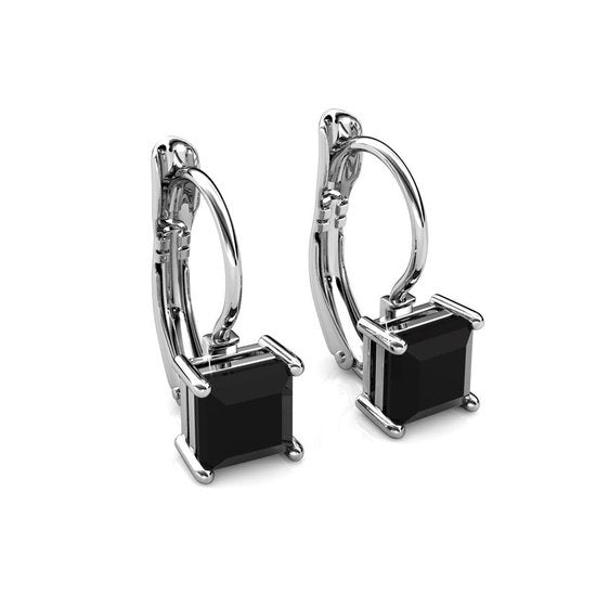 Boucles d'oreilles pour femmes - Cristaux Kalpa Camaka noirs - Ton argenté - Cristal noir - Plaqué or blanc 18K - Boucles d'oreilles pour femmes - Boîte cadeau de luxe - Bijoux - Boîte cadeau - Emballage cadeau exclusif - Boîte cadeau - Magnifique emballa